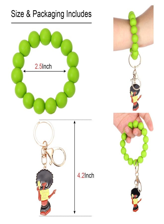 BVGA Silicone Bead Keychain Keyring Bangle for Women Black Girl Magic Keychain Charms for Girls - Image 3