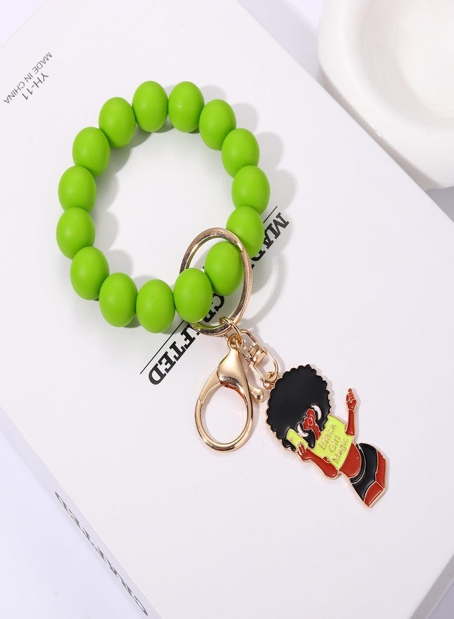 BVGA Silicone Bead Keychain Keyring Bangle for Women Black Girl Magic Keychain Charms for Girls - Image 2