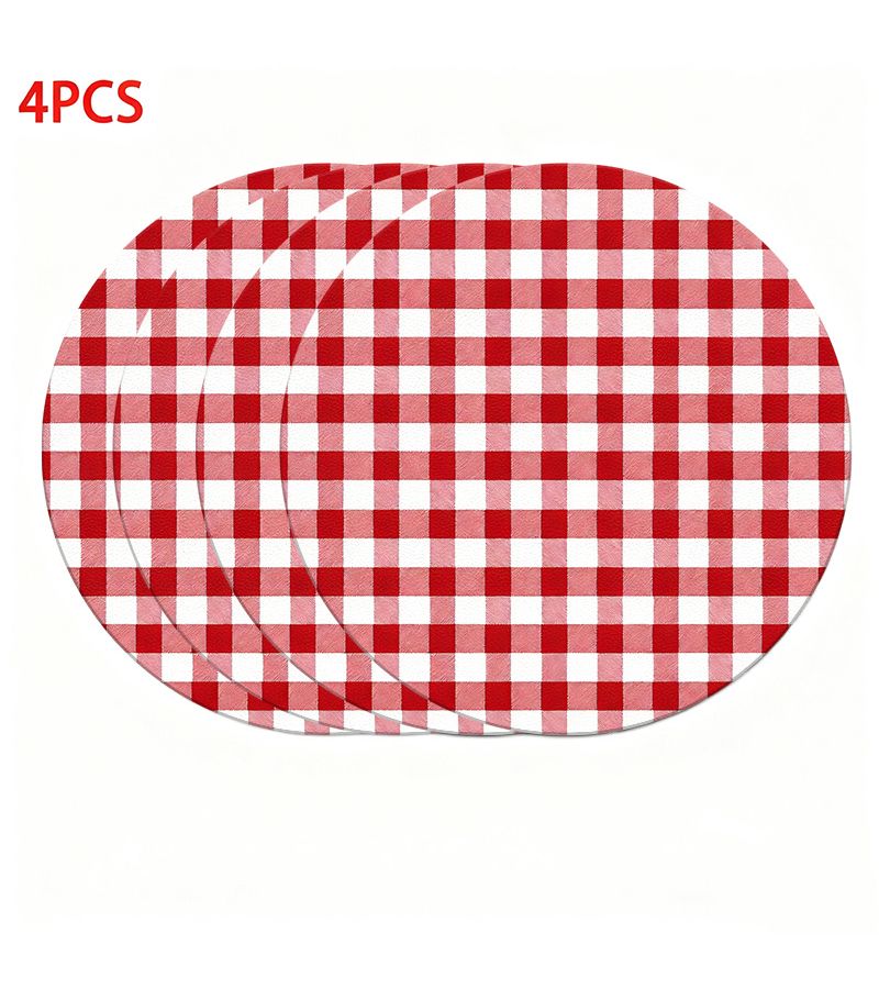 4 قطع من غطاء نزهة باللونين الأحمر والأبيض بنمط مربعات، طباعة ثنائية الأبعاد، فوطة مائدة وديكور لأدوات المائدة، ديكور لطاولة القهوة وأدوات المطبخ، ديكور للحفلات - Image 3