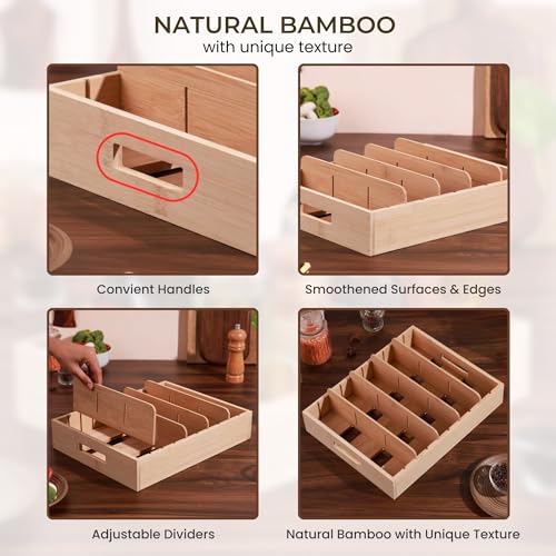 Home Essentials HomeEssentials Wooden Lid Organizer – 5 Compartments Rack/Adjustable Rack Pan Holder/Tava Stand/Pot Stand for Kitchen Organizers Kadai Tawa Storage Pot Lid Pans - Image 4