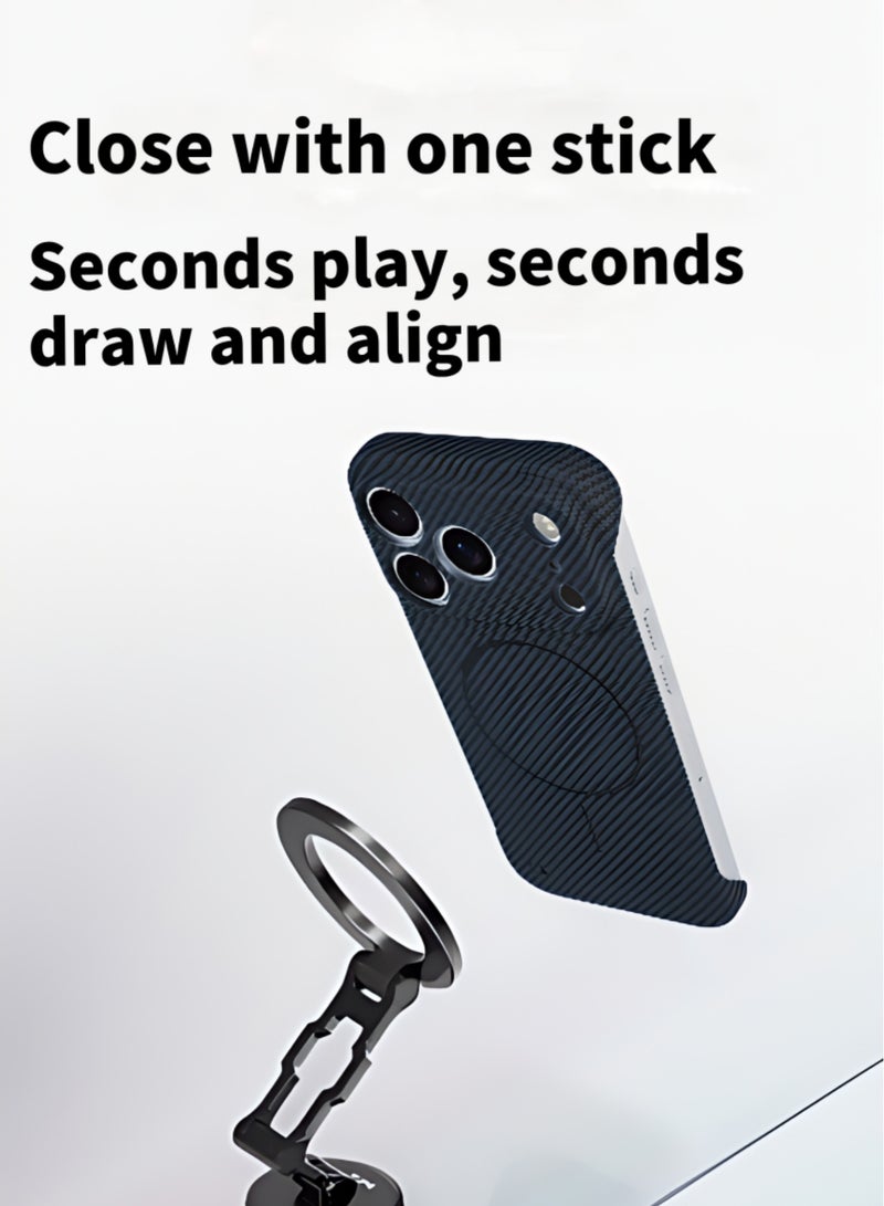 اووكاي جراب مغناطيسي لهاتف iPhone 17 Pro Max، متوافق مع MagSafe، غطاء بنمط ألياف الكربون، جراب هاتف مقاوم للصدمات بتصميم بسيط مقاوم للخدش لهاتف iPhone 17 Pro Max (أسود أنيق) - Image 3
