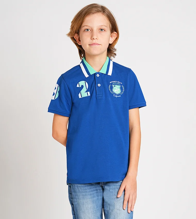 بيفرلي هيلز بولو كلوب تيشيرت بولو بأكمام قصيرة مطرز بشعار