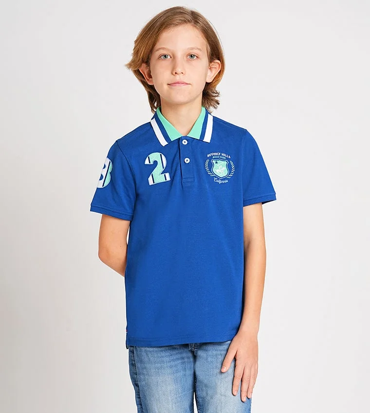 BEVERLY HILLS POLO CLUB Logo Embroidered Short Sleeves Polo T-Shirt