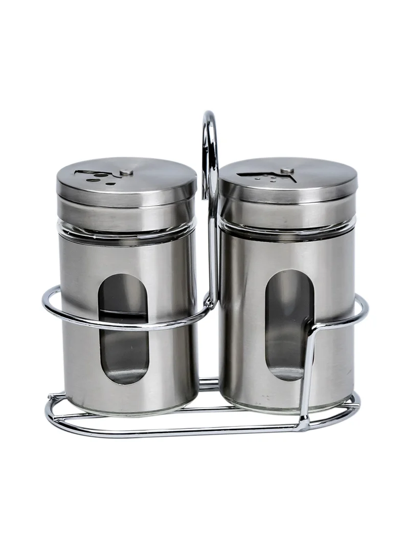 Cuisine Art 2PCS Glass and Stainless Steel Salt & Pepper Shaker Set - 100ml