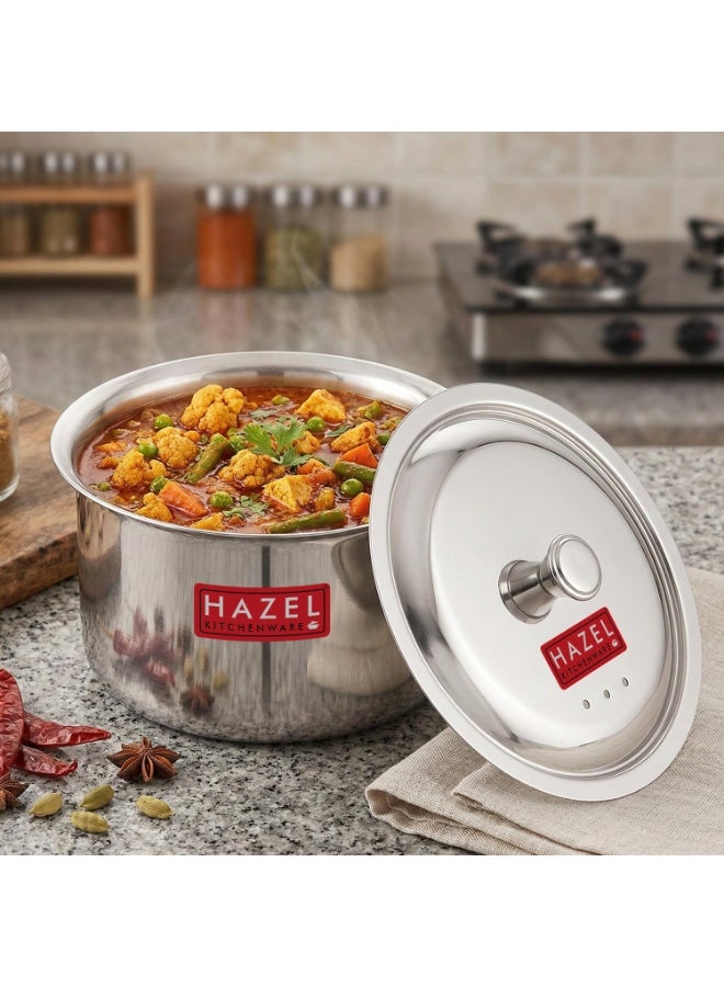 HAZEL Stainless Steel Patila with Lid Cooking Vessel, 1500ml | Mirror Finish Cooking Pot | Durable Induction & Gas Compatible Bhagona/Tope for Boiling Milk, Tea, and Cooking | Silver - Image 4