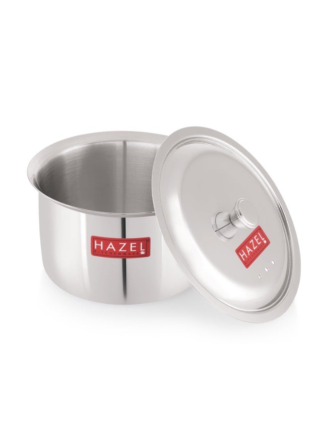 HAZEL Stainless Steel Patila with Lid Cooking Vessel, 1500ml | Mirror Finish Cooking Pot | Durable Induction & Gas Compatible Bhagona/Tope for Boiling Milk, Tea, and Cooking | Silver - Image 2