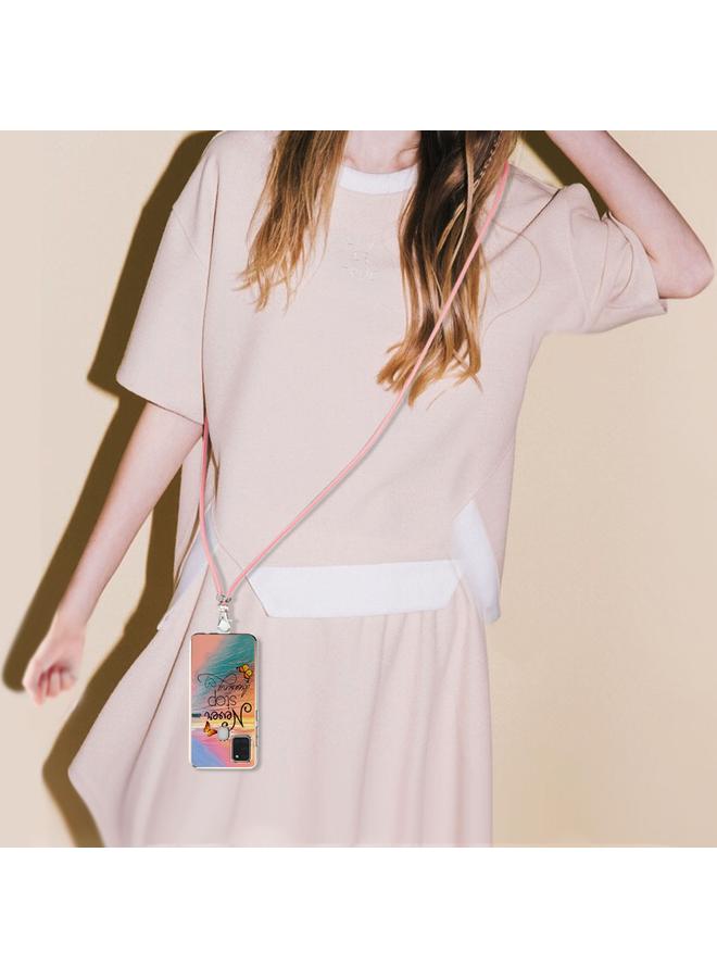 اس-توب جراب لهاتف Samsung Galaxy A21s بنمط طلاء كهربائي IMD TPU مقاوم للصدمات مع حبل للرقبة - Image 4