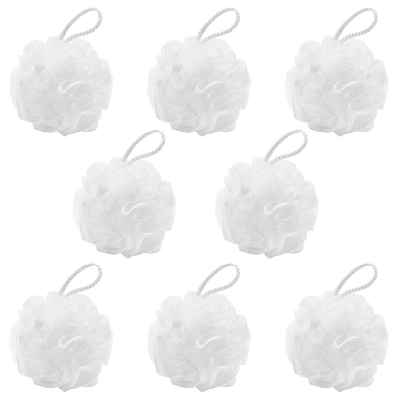 BTYMS 8Pcs Small Loofah Travel Size Bath Sponge 35gpc Shower Puff Mesh Pouf Exfoliating Bath Scrunchies White - Image 3