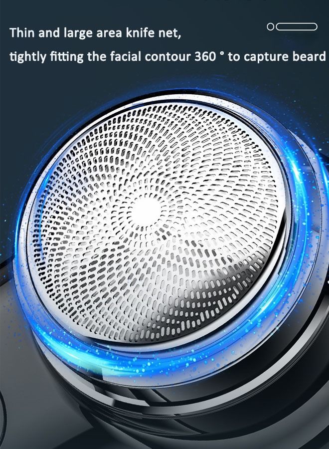 Generic New Mini Shaver Mini Brushless Electric Shaver Portable Men's Household Mini Beard Razor Super Long Endurance Automatic Shaver Upgrade Portable Shaver USB(Blue/Silver)  - Image 5