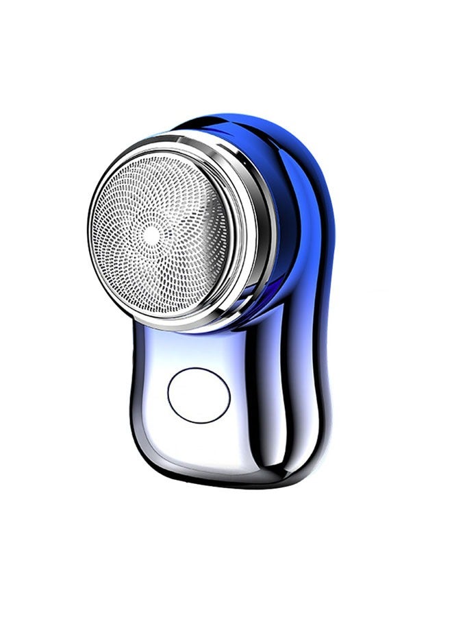 Generic New Mini Shaver Mini Brushless Electric Shaver Portable Men's Household Mini Beard Razor Super Long Endurance Automatic Shaver Upgrade Portable Shaver USB(Blue/Silver)  - Image 1