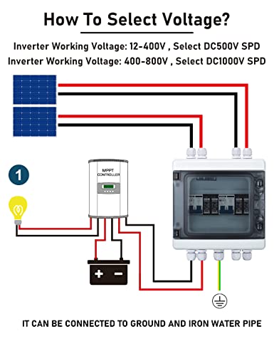 DIHOOL DC Disconnect Switch Box with PV Surge Protector, Solar Circuit Breaker, 40 Amp DC1000V 2 String 2 in 2 Out - Image 5