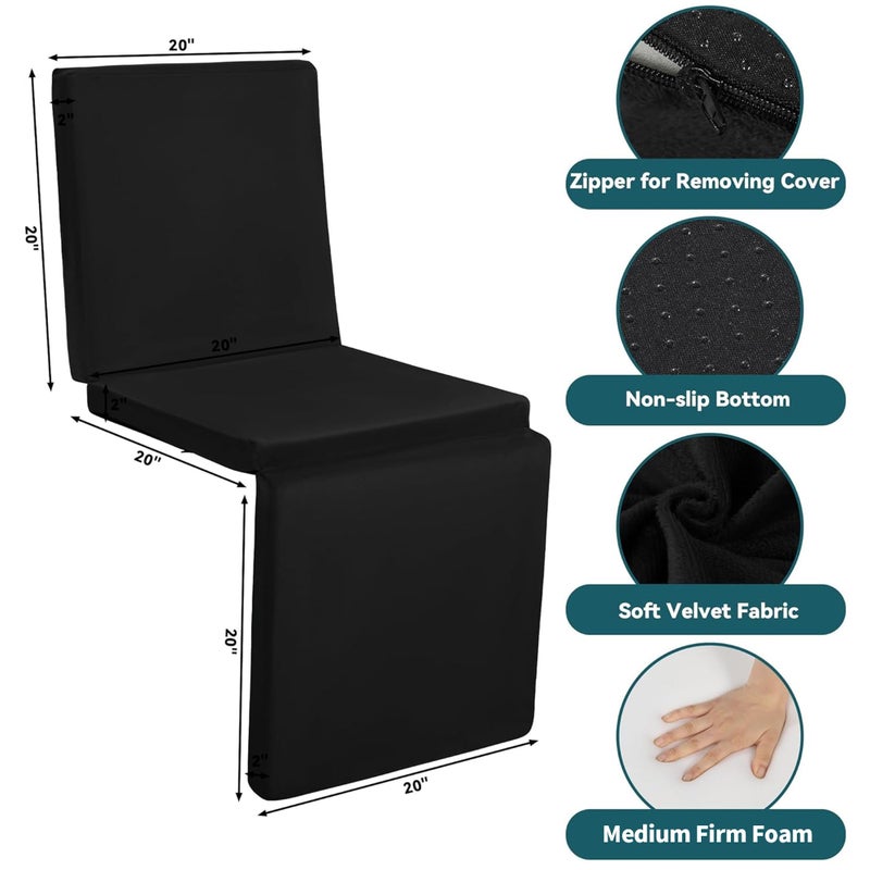 HOMBYS 3-in-1 Recliner Seat Cushion with Lumbar Support Pillow & Footrest, Multi-Functional Adjustable Height 2" to 6" for You to Choose, Non-Slip Foam Chair Cushion for Elderly, Black - Image 2