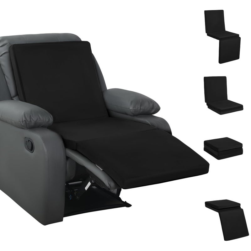 HOMBYS 3-in-1 Recliner Seat Cushion with Lumbar Support Pillow & Footrest, Multi-Functional Adjustable Height 2" to 6" for You to Choose, Non-Slip Foam Chair Cushion for Elderly, Black - Image 1