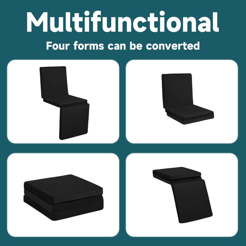 HOMBYS 3-in-1 Recliner Seat Cushion with Lumbar Support Pillow & Footrest, Multi-Functional Adjustable Height 2" to 6" for You to Choose, Non-Slip Foam Chair Cushion for Elderly, Black - Image 4