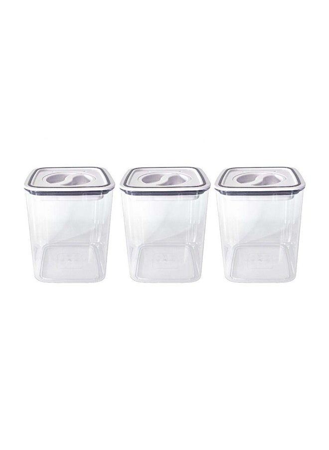 DANUBE HOME - Proo 3-Piece Smart Lock Leakproof Storage Container Set 1100Ml Lid-Abs plus Tpr plus Silicone Body-Ps Re-Usable Food Storage Containers Stackable Organizer For Kitchen L13Xw13Xh11.2Cm - White - Image 1