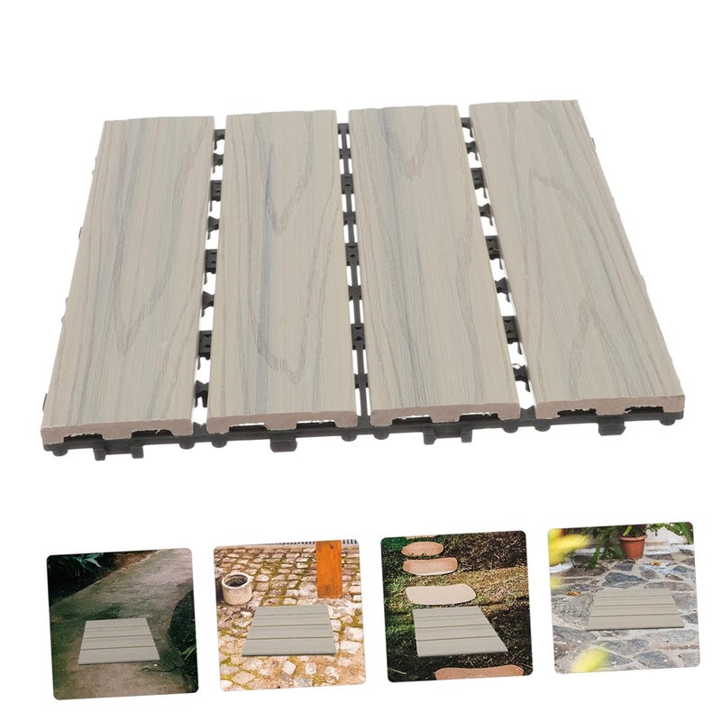 VILLCASE Moisture-Resistant Wood-Plastic Garden Flooring Splicing Floor for Patios Balconies and Bathrooms Outdoor Decor Wood Color - Image 4