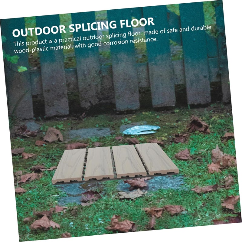 VILLCASE Moisture-Resistant Wood-Plastic Garden Flooring Splicing Floor for Patios Balconies and Bathrooms Outdoor Decor Wood Color - Image 3
