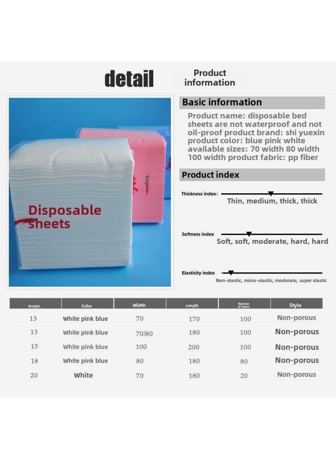 إسكدنيا ملاءة سرير للاستخدام مرة واحدة خاصة بصالونات التجميل سميكة غير مقاومة للماء والزيت سرير تدليك بدون ثقب قماش غير منسوج قابل للتنفس 100 - اللون: أبيض 13 جرام 100 70*173 سم - Image 3