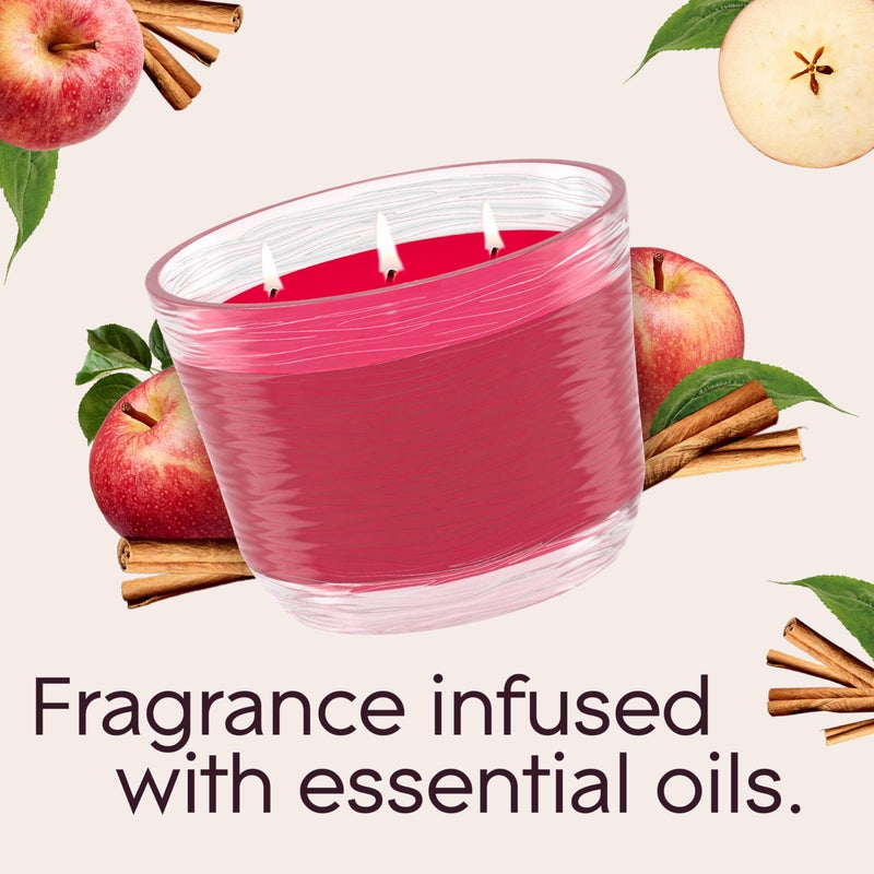 Glade 3-Wick Scented Candle Jar, Apple Cinnamon, Air Freshener Infused with Essential Oils, 6.8 Oz, 3 Count - Image 3