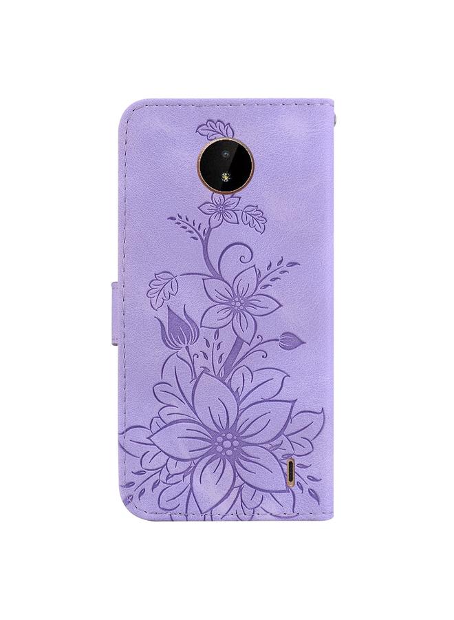 اس-توب جراب لهاتف Nokia C20 / C10، جراب جلدي منقوش بنقشة زنبق - Image 3