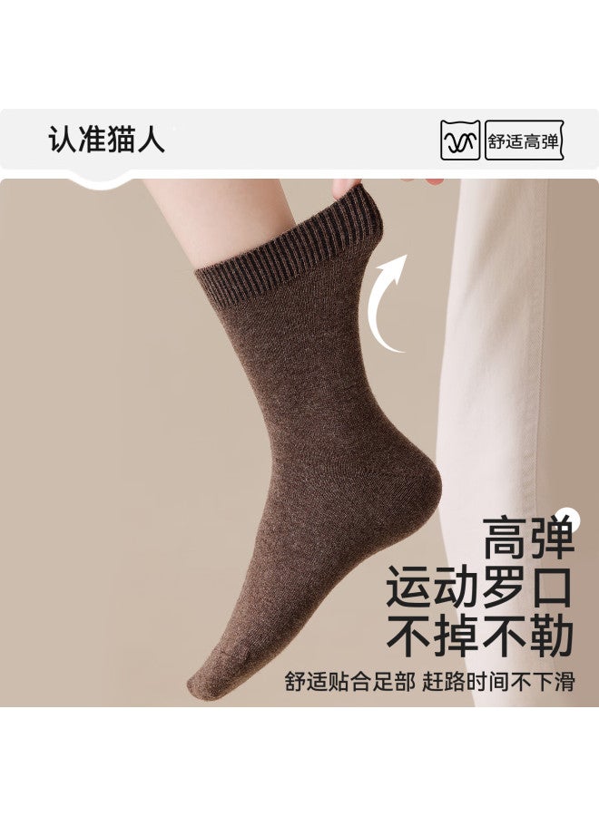 Miiow 92% Wool Women's Mid-calf Socks Autumn Winter Thickened Fleece Warm Cold-resistant Maternity Long Socks