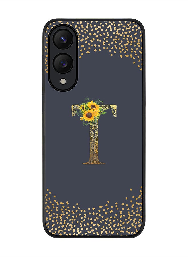 Stylizedd For Samsung Galaxy S25 Edge Case,Slim fit Camera Protection, Shockproof Thin Phone cover  - Custom Floral Monogram - T  (Grey )