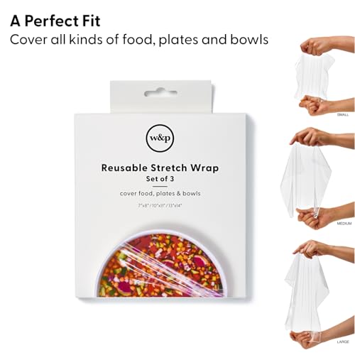 WP W&P Reusable Silicone Stretch Wrap, 1 Box with 3 Wraps (7x8, 10x11, 13x14), Oven, Dishwasher, Microwave & Freezer Safe, BPA Free - Image 3