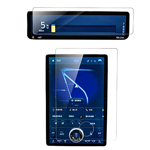 Carwiner 2PCS Screen Protector Compatible with 20212025 Mustang MachE 155 Inch Navigation 102 Inch Dashboard Set Center Control Tempered Glass Accessories