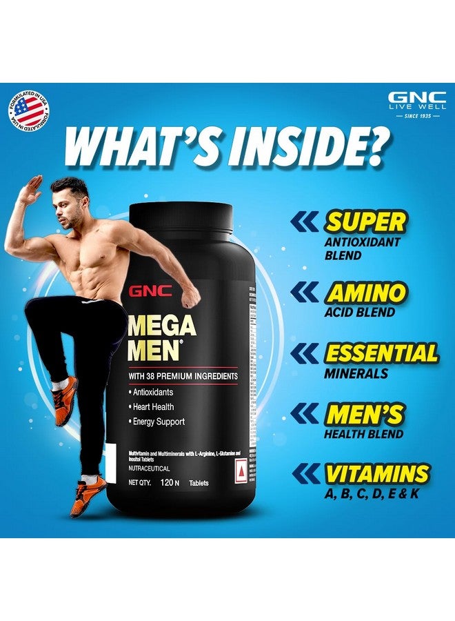 GNC Mega Men Multivitamin for Men | 120 Tablets | 38 Premium Ingredients | Strengthens Immune System | Promotes Prostate & Eye Care | Boosts Focus | Improves Overall Health | Formulated In USA - Image 3