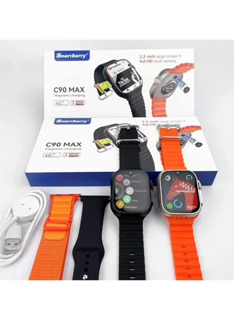 سمارت باري Smartbarry C90 MAX 4G Smartwatch – كاميرا مزدوجة عالية الدقة بالكامل، دعم YouTube وTikTok - Image 3