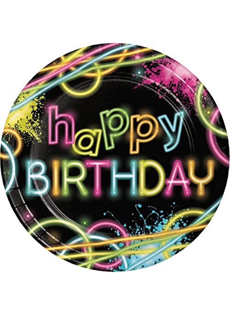 CREATIVE CONVERTING Creative Converting Birthday Pcs 8-Count Sturdy Style 8.75-Inch Round Paper  Glow Party  Large Plates 