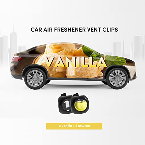 DRIVEJOY Car Air Freshener Vent Clips, 8 PK, 6 Vanilla, 2 New Car Scent, Provides Long-Lasting Scent, Up to 240 Days, Odor Eliminator - Image 2