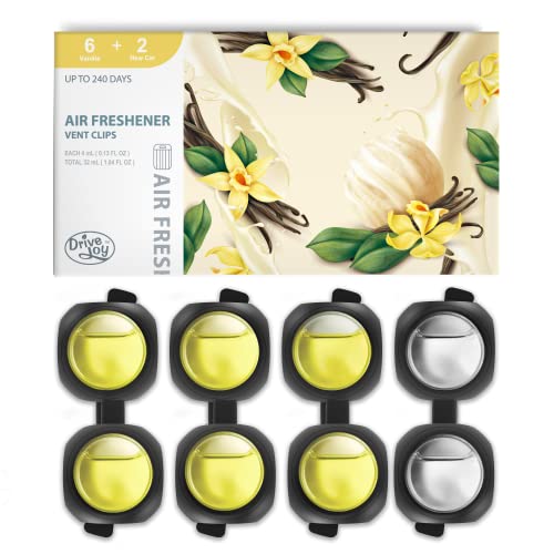 DRIVEJOY Car Air Freshener Vent Clips, 8 PK, 6 Vanilla, 2 New Car Scent, Provides Long-Lasting Scent, Up to 240 Days, Odor Eliminator - Image 1
