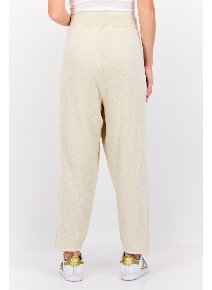 MONKI Women Regular Fit Knitted Straight Leg Pants, Beige  - Image 2