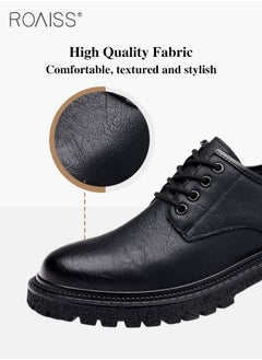 roaiss Men Vintage Business Casual Leather Shoes Thick Soled Head Leather Shoes for Men Dress Boots with British Style  Low Cut Work Boot Design  - Image 4