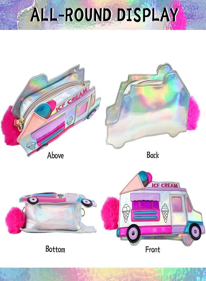 KUANG! Girls Cute Bus Taxi Shaped Chain Shoulder Bag Ice Cream Embroidered letter Women Crossbody Purse Handbags for Women - Image 4