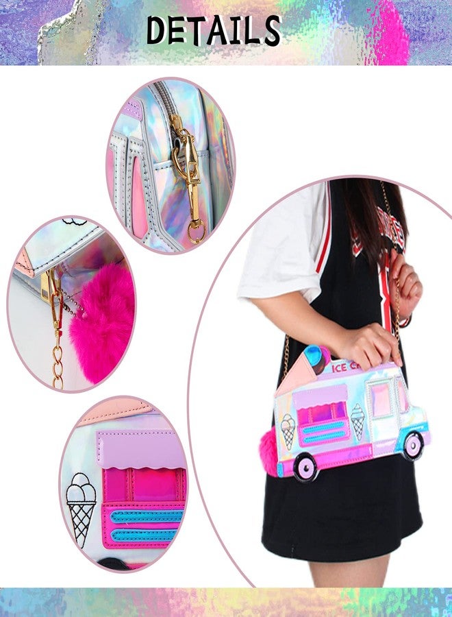 KUANG! Girls Cute Bus Taxi Shaped Chain Shoulder Bag Ice Cream Embroidered letter Women Crossbody Purse Handbags for Women - Image 2