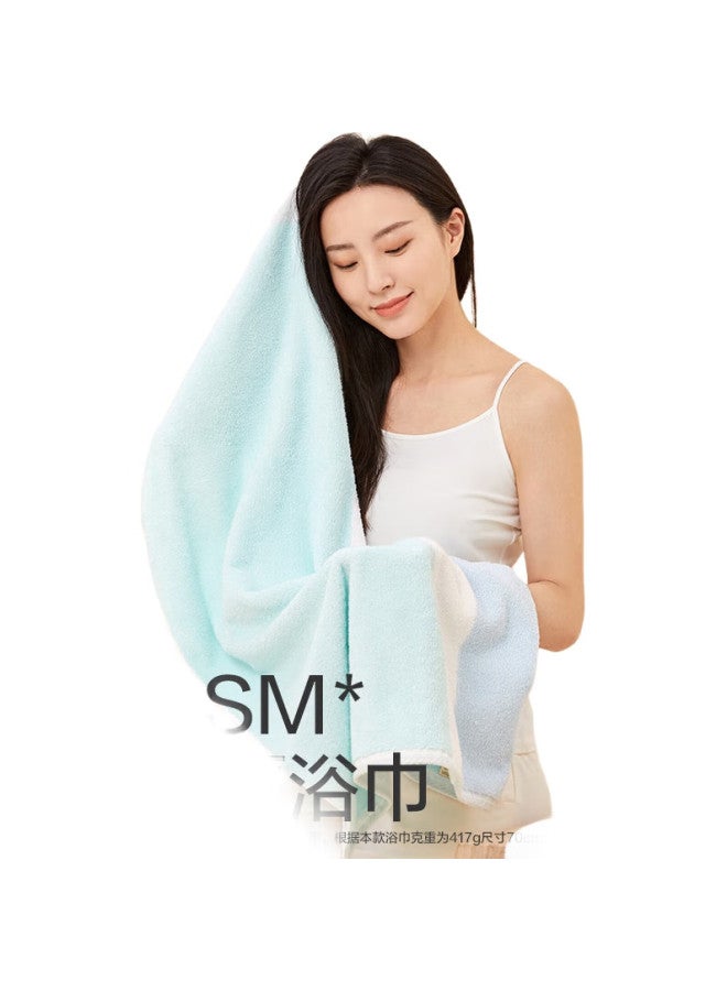 Purcotton Bath Towel, Long-Staple Cotton, Double-Sided Terry Cloth, Household Pure Cotton, Absorbent, Soft, Quick-Drying - Simple Blue 70Cm×140Cm - Image 1