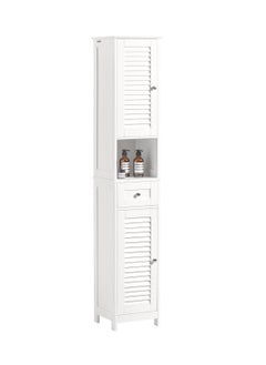 (SA STOCK) SoBuy FRG236-W, Bathroom Tall Cabinet Bathroom Storage Cabinet with 2 Shutter Doors and 1 Drawer, H170cm, White