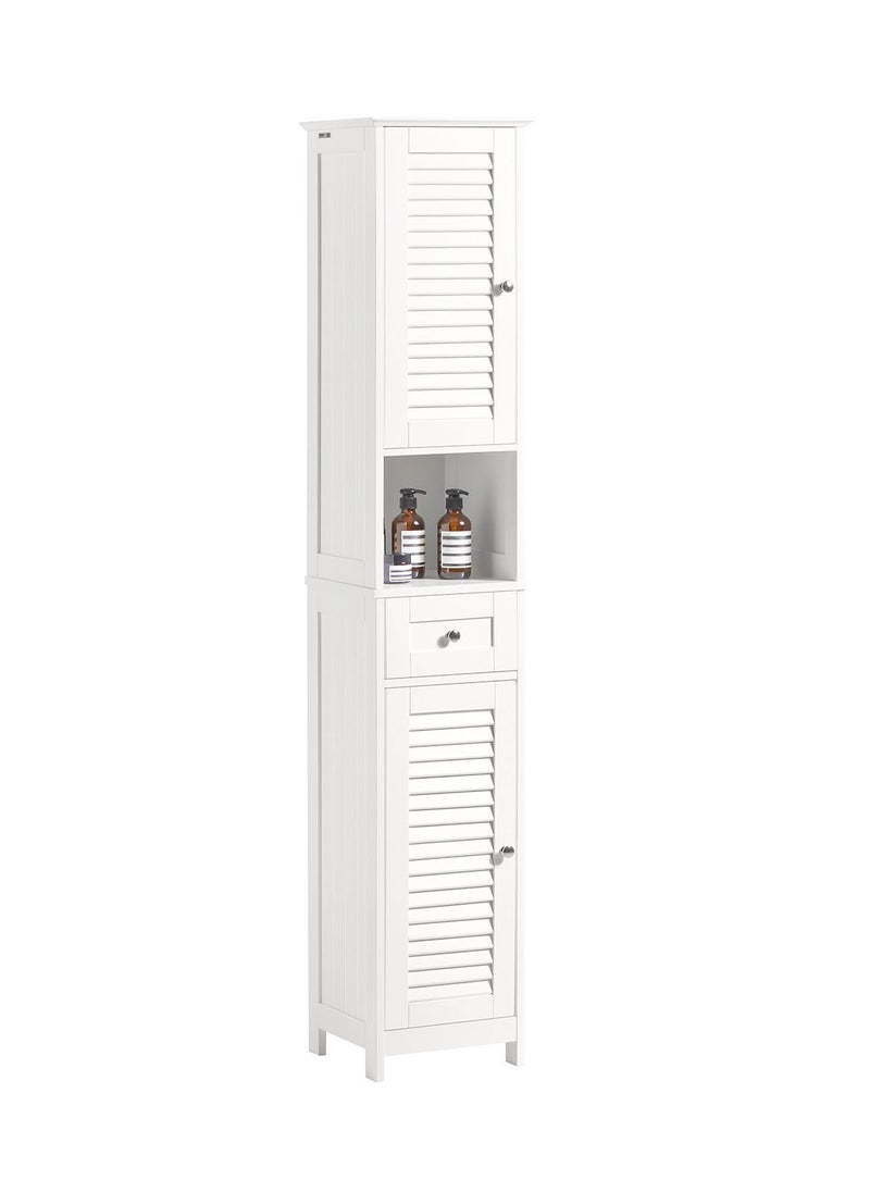 SoBuy - (SA STOCK) SoBuy FRG236-W, Bathroom Tall Cabinet Bathroom Storage Cabinet with 2 Shutter Doors and 1 Drawer, H170cm, White - Image 1