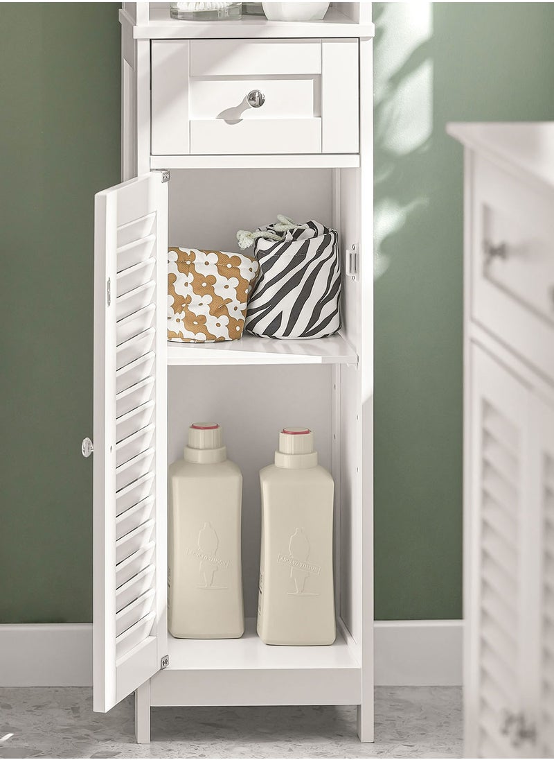 SoBuy - (SA STOCK) SoBuy FRG236-W, Bathroom Tall Cabinet Bathroom Storage Cabinet with 2 Shutter Doors and 1 Drawer, H170cm, White - Image 1