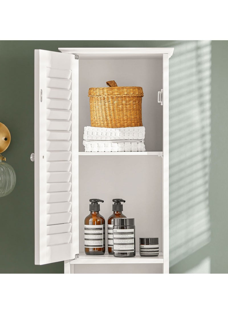 SoBuy - (SA STOCK) SoBuy FRG236-W, Bathroom Tall Cabinet Bathroom Storage Cabinet with 2 Shutter Doors and 1 Drawer, H170cm, White - Image 1