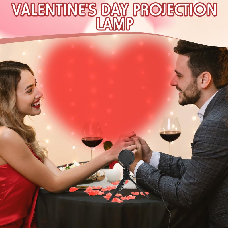 Glooglitter Heart Shaped Projection Lamp with 1000 Rose Petals Valentine's Day Sign Novelty Indoor Lamps USB Powered Romantic Night Light for Him Room Decorations Marry Me Proposal Weddings (Pink) - Image 3