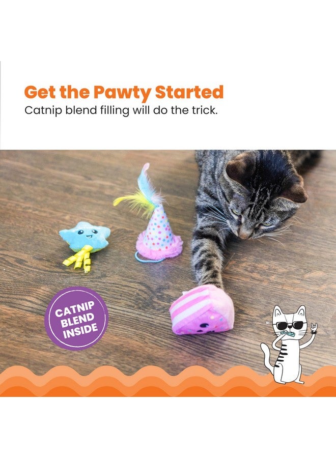 Catstages Happy Purrthday Birthday Themed Plush Catnip Blend Cat Toys, 3Pk, Multicolored - Image 4