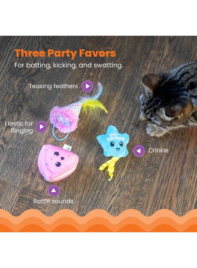 Catstages Happy Purrthday Birthday Themed Plush Catnip Blend Cat Toys, 3Pk, Multicolored - Image 3