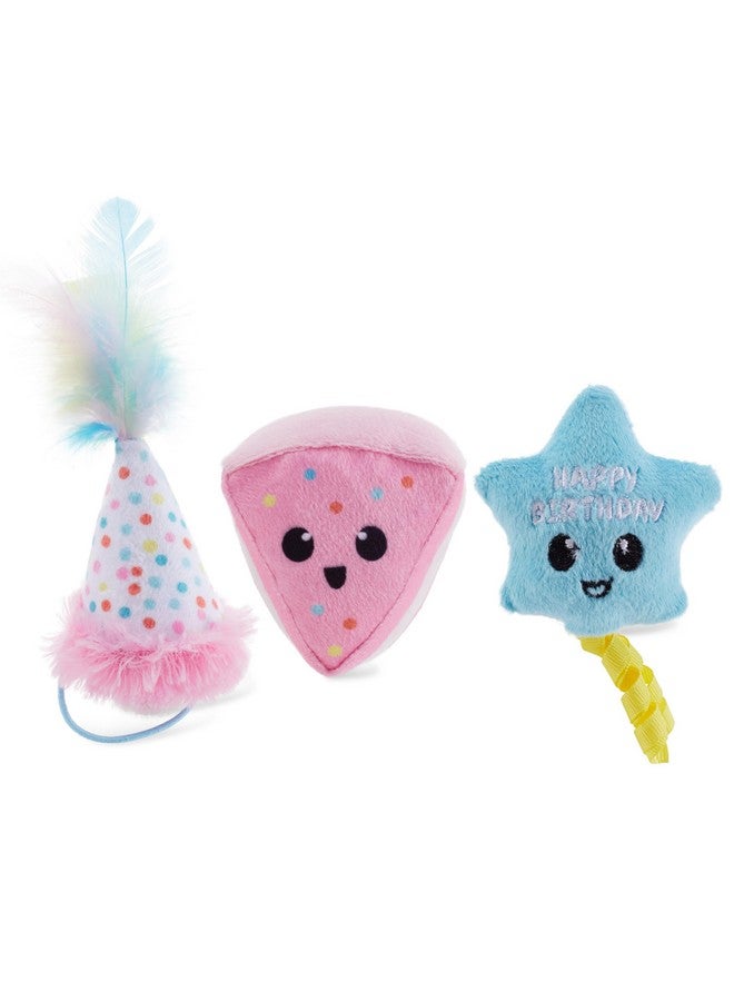 Catstages Happy Purrthday Birthday Themed Plush Catnip Blend Cat Toys, 3Pk, Multicolored - Image 1