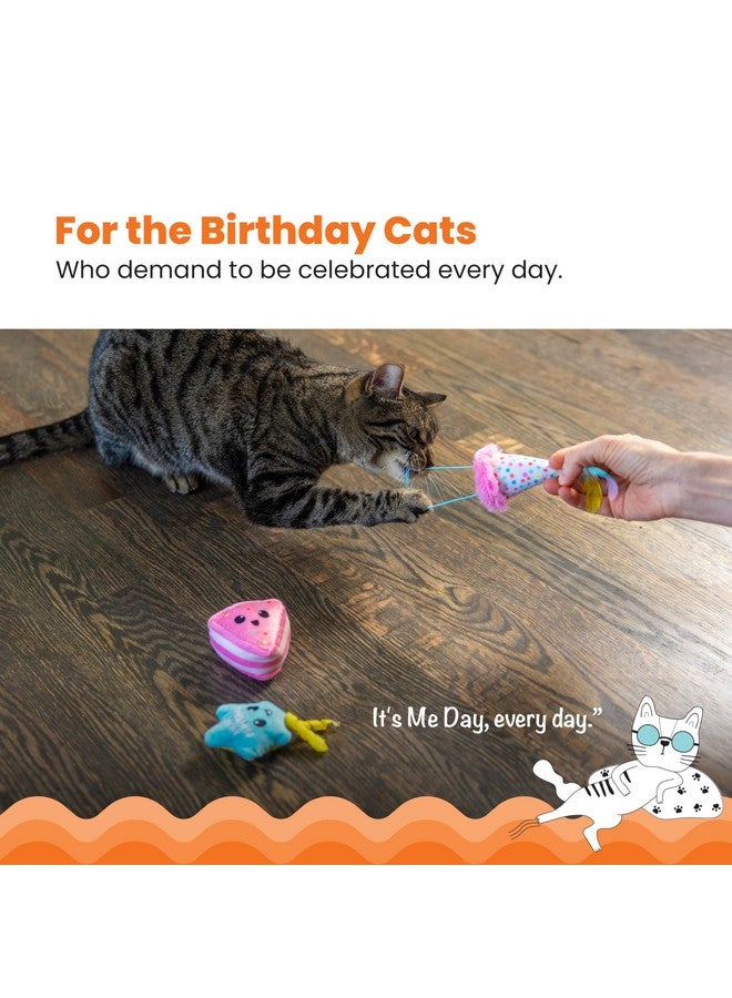 Catstages Happy Purrthday Birthday Themed Plush Catnip Blend Cat Toys, 3Pk, Multicolored - Image 2
