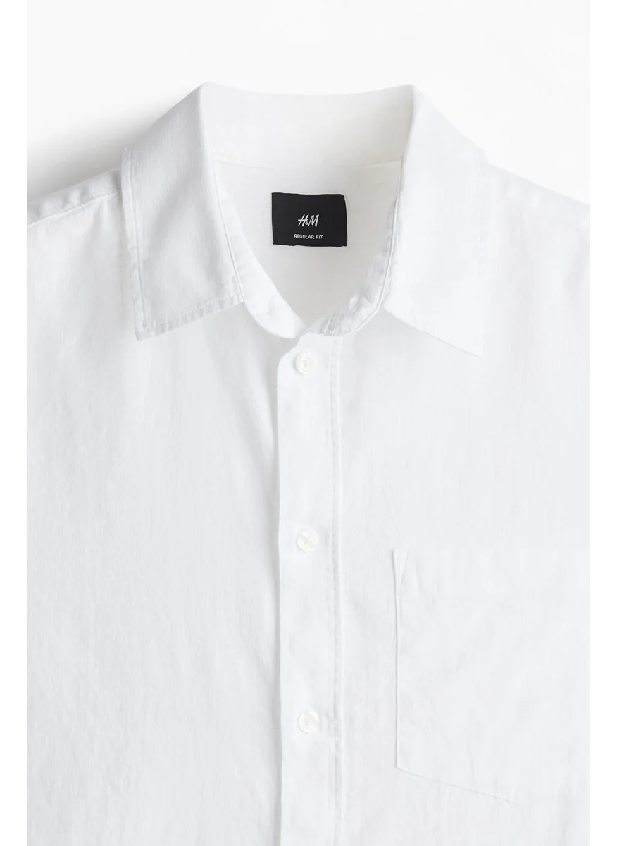 H&M Regular Fit Linen-Blend Shirt