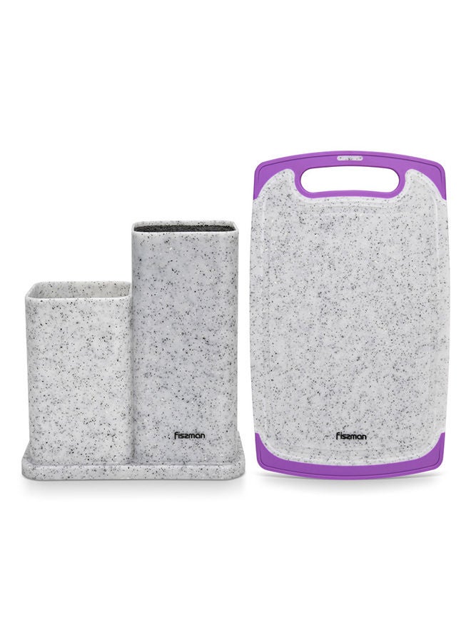 Fissman منظم سكاكين وأدوات المطبخ 21.5x13.2x23 سم مع لوح تقطيع 33x20x0.6 سم بلاستيك - Image 1