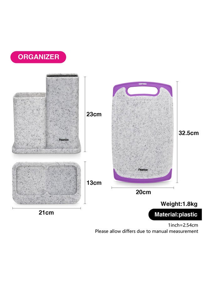 Fissman منظم سكاكين وأدوات المطبخ 21.5x13.2x23 سم مع لوح تقطيع 33x20x0.6 سم بلاستيك - Image 4